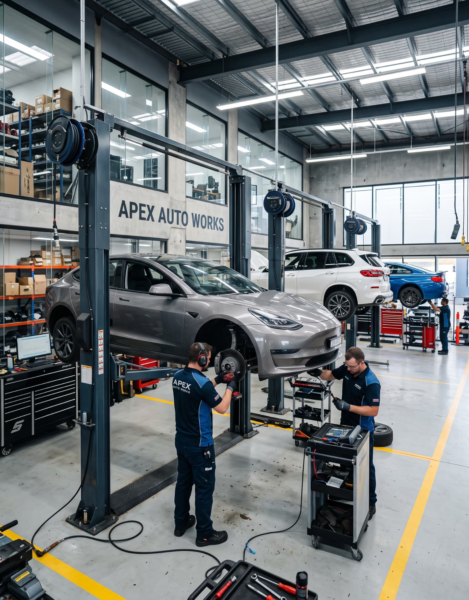 Auto repair shop captured for a 360° virtual tour