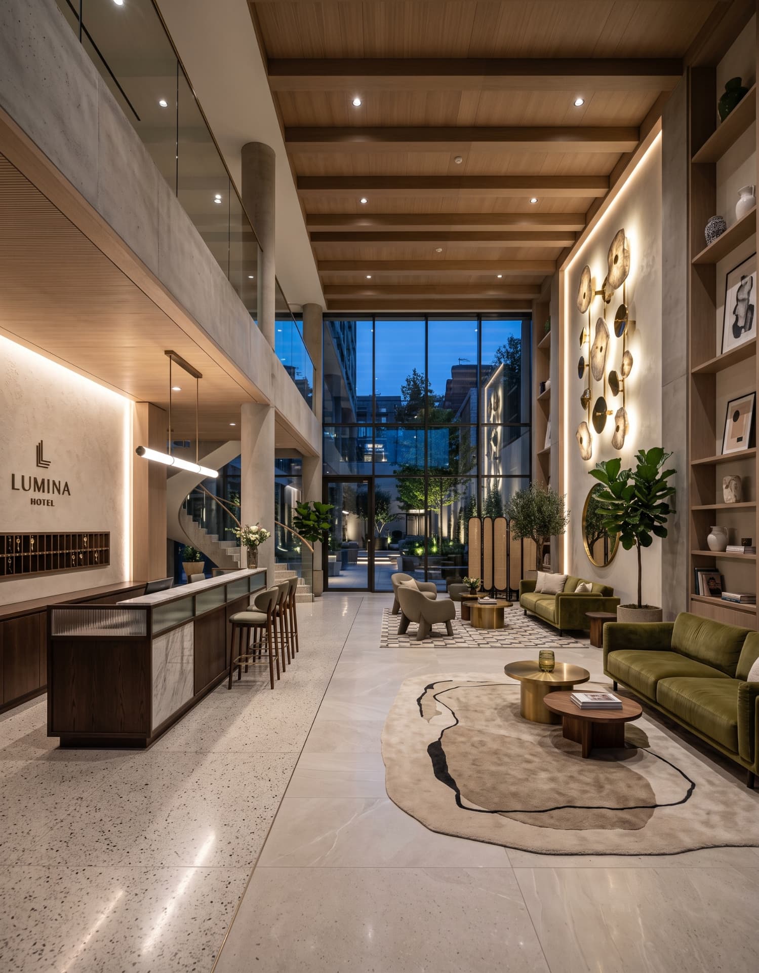 Hotel lobby captured for a 360° virtual tour